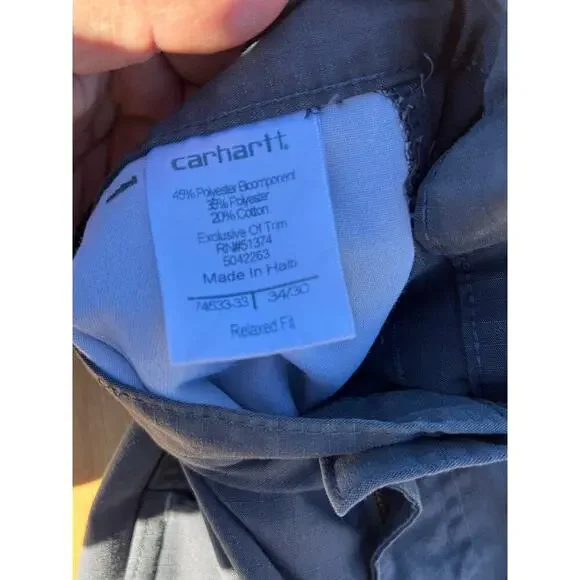 Carhartt Relaxed Fit Canvas Gray Men 34x30 Work Pants Y2K Casual outdoors - Picture 5 of 12
